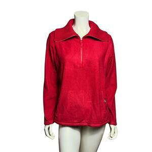 Lands' End Red Fleece Quarter Zip Pullover Size 18-20 Plus Made in Vietnam